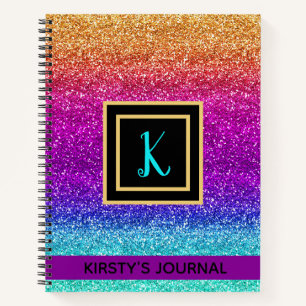 Lustiges Regenbogen-Gradient-Glitter-Luxus-Tagebuc Notizbuch