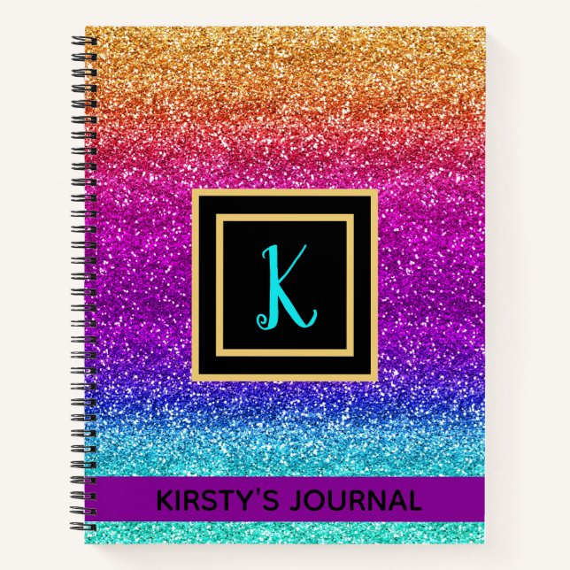 Lustiges Regenbogen-Gradient-Glitter-Luxus-Tagebuc Notizbuch (Vorderseite)