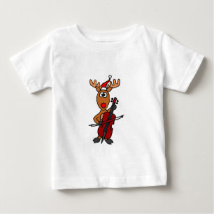 Lustiges Ren, das Cello-Weihnachten spielt Baby T-shirt