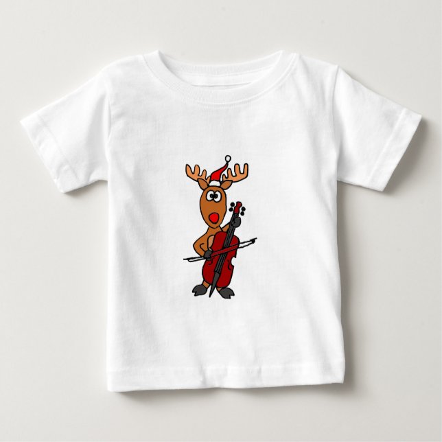 Lustiges Ren, das Cello-Weihnachten spielt Baby T-shirt (Vorderseite)