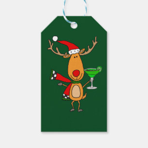 Lustiges Ren, das Margarita-Weihnachtskunst trinkt Geschenkanhänger
