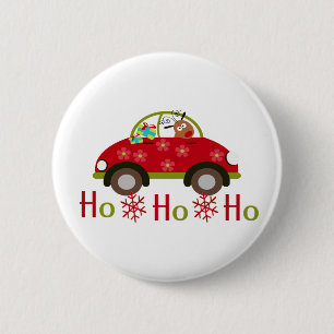 Lustiges Ren in Auto Weihnachten HO HO HO Button