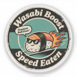 Lustiges Rennsushi Würziges Fast Food Aufkleber