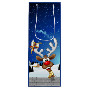 Lustiges Rentier-Gucken Weihnachten Meme Geschenktüte Für Weinflaschen