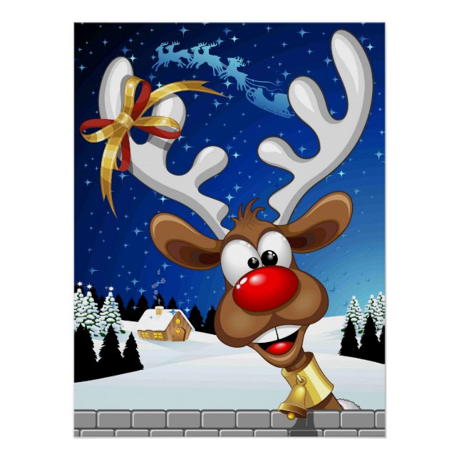 Lustiges Rentier-Gucken Weihnachten Meme Poster (Vorderseite)