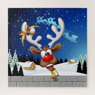 Lustiges Rentier-Gucken Weihnachten Meme Puzzle