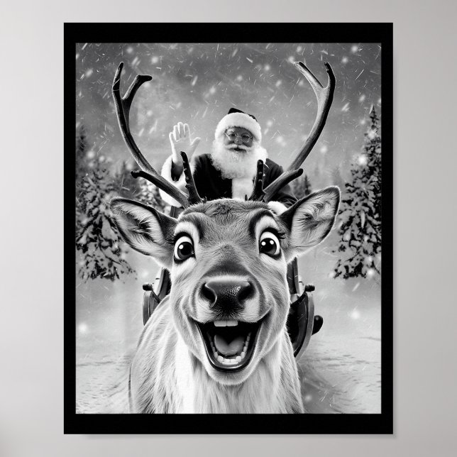 Lustiges Rentier Selfie Santa Weihnachten Männer F Poster (Vorne)