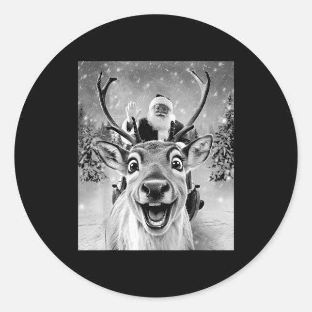 Lustiges Rentier Selfie Santa Weihnachten Männer F Runder Aufkleber (Vorderseite)