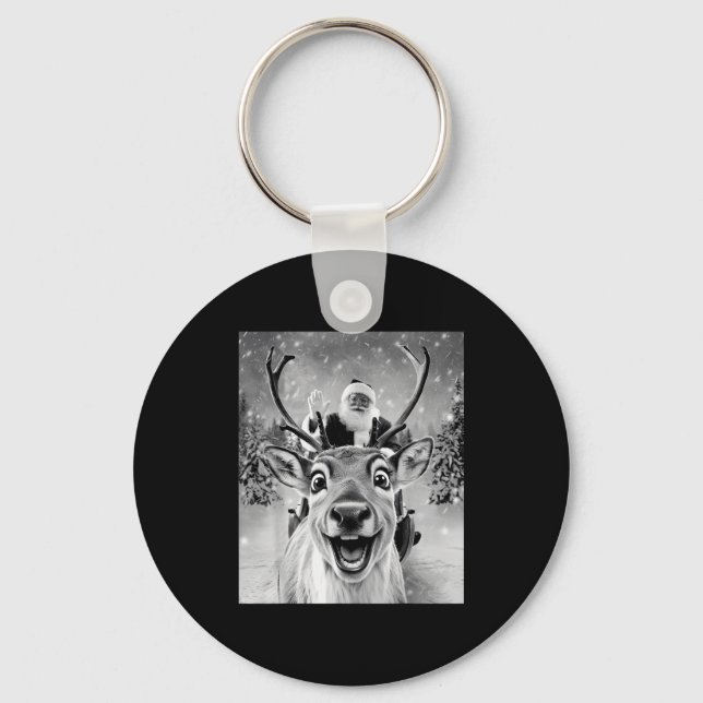 Lustiges Rentier Selfie Santa Weihnachten Männer F Schlüsselanhänger (Vorderseite)