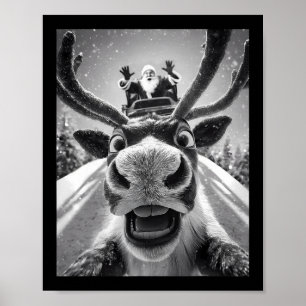 Lustiges Rentier-Selfie Weihnachten Poster