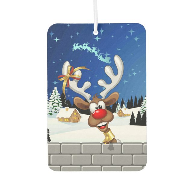 Lustiges Rentier-Spionier-Weihnachts-Meme Autolufterfrischer (Vorderseite)