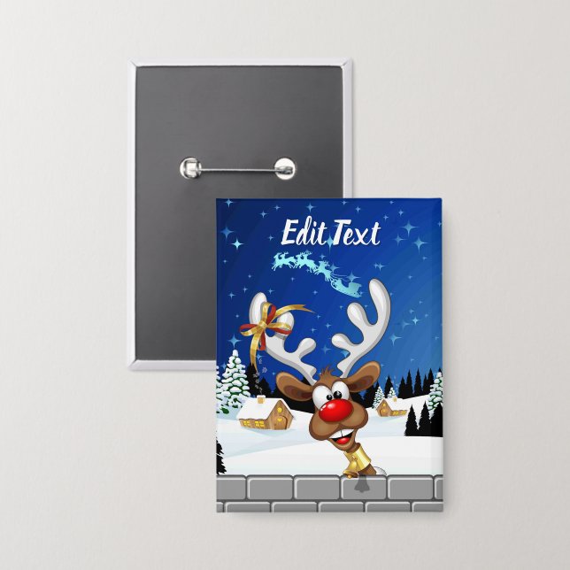 Lustiges Rentier-Spionier-Weihnachts-Meme Button (Vorderseite/Rückseite)