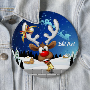 Lustiges Rentier-Spionier-Weihnachts-Meme Button