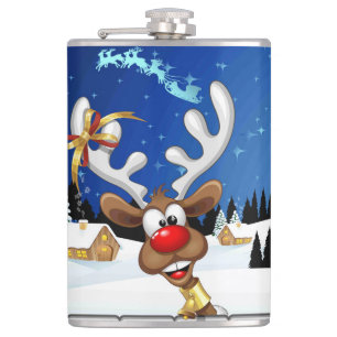 Lustiges Rentier-Spionier-Weihnachts-Meme Flachmann