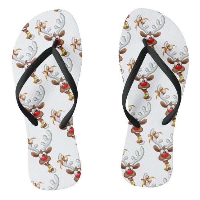 Lustiges Rentier-Spionier-Weihnachts-Meme Flip Flops (Fußbett)
