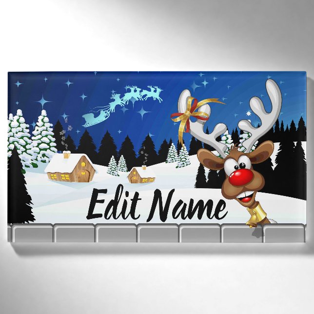 Lustiges Rentier-Spionier-Weihnachts-Meme Namenschild (Vorderseite)