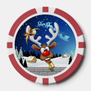 Lustiges Rentier-Spionier-Weihnachts-Meme Pokerchips
