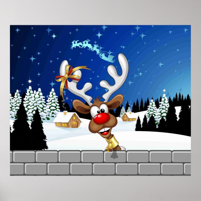 Lustiges Rentier-Spionier-Weihnachts-Meme Poster (Vorne)