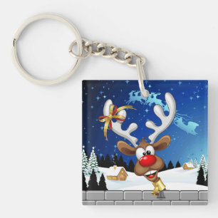 Lustiges Rentier-Spionier-Weihnachts-Meme Schlüsselanhänger