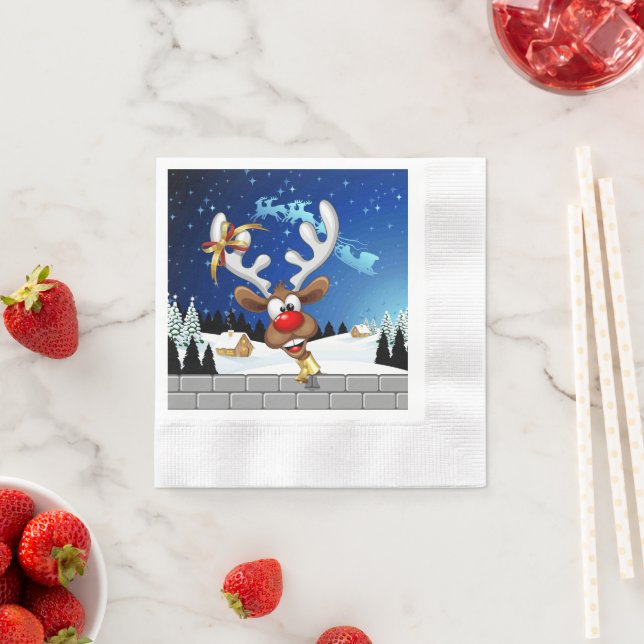 Lustiges Rentier-Spionier-Weihnachts-Meme Serviette (Beispiel)