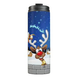 Lustiges Rentier-Spionier-Weihnachts-Meme Thermosbecher