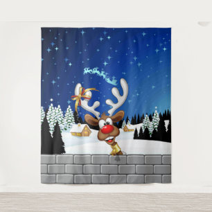 Lustiges Rentier-Spionier-Weihnachts-Meme Wandteppich