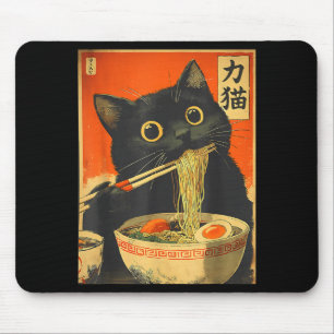 Lustiges Retro-Anime-Katze-Ramen Japanische Katze Mousepad