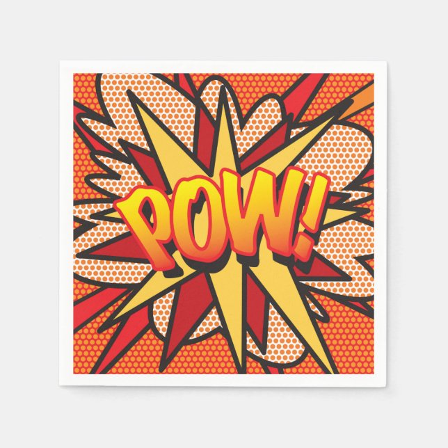 Lustiges Retro-Comic-Book-POW Serviette (Vorderseite)