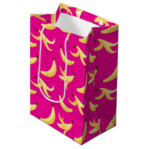 Lustiges Retro-Gelb-Bananen-Muster-Party-Bearbeitb Mittlere Geschenktüte