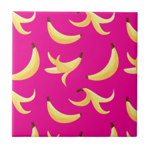 Lustiges Retro-gelbes Bananenmuster Party Editierb Fliese