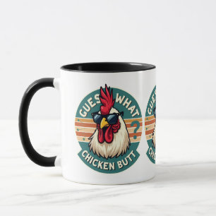 Lustiges Retro-Hühnchen-arsch-Witz-Design Tasse