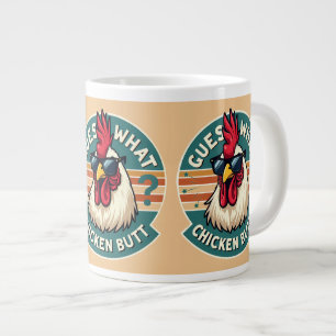 Lustiges Retro-Hühnchen-Po-Witz-Design Jumbo-Tasse