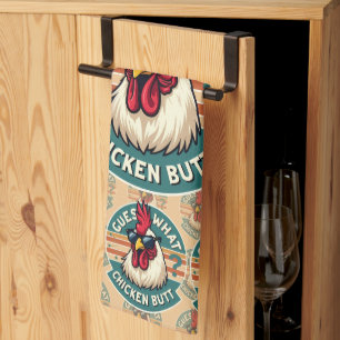 Lustiges Retro-Hühnerhintern-Witz-Design Geschirrtuch