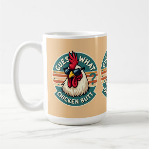 Lustiges Retro-Hühnerhintern-Witz-Design Kaffeetasse