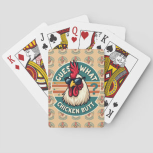 Lustiges Retro-Hühnerhintern-Witz-Design Spielkarten