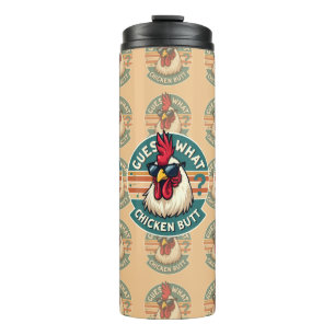 Lustiges Retro-Hühnerhintern-Witz-Design Thermosbecher