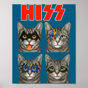 Lustiges Retro-Katze-Rockmusik-Konzert Poster