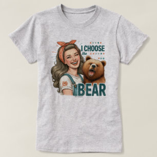 Lustiges Retro Mädchen T-Shirt – Ich wähle den Bär