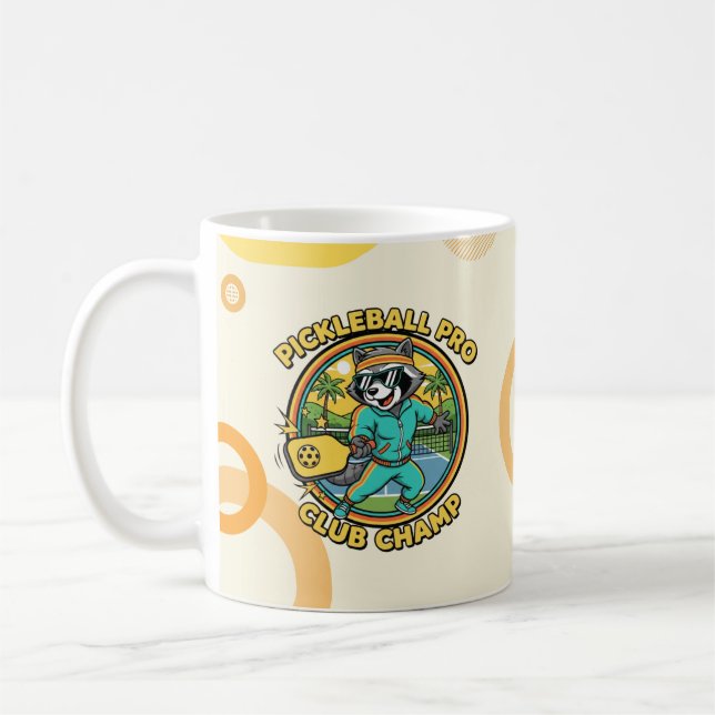 Lustiges Retro-Pickleball-Waschbär-Geschenk Kaffeetasse (Links)