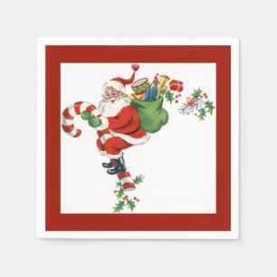 Lustiges Retro Sankt-Reitzuckerstange-Rot Serviette