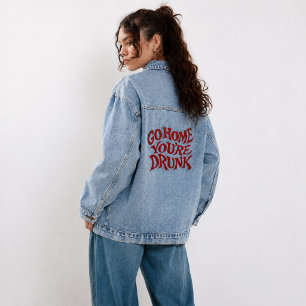 Lustiges Retro-Typografie-Kunst-T-Shirt Jeansjacke