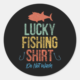 Lustiges Retro Vintage Glücksfischer-Shirt Nicht W Runder Aufkleber