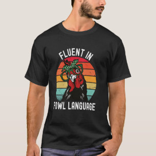 Lustiges Retro-Vintage-Huhn, das die Hühner-Sprach T-Shirt