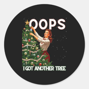 Lustiges Retro-Weihnachten Oops Ich Habe Einen Wei Runder Aufkleber