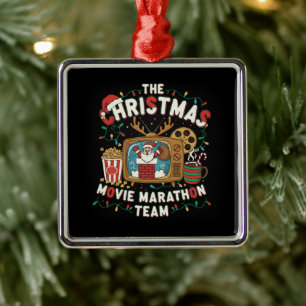 Lustiges Retro-Weihnachtsfilm-Marathon-Team-Feiert Ornament Aus Metall