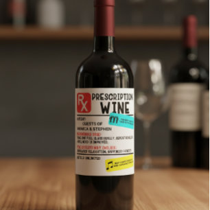 Lustiges Rezept Wein Warnschild Hochzeitsgeschenk Weinetikett