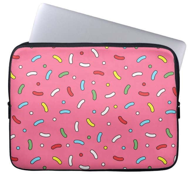 Lustiges Rosa Candy Streusel Muster Laptopschutzhülle (Vorderseite)