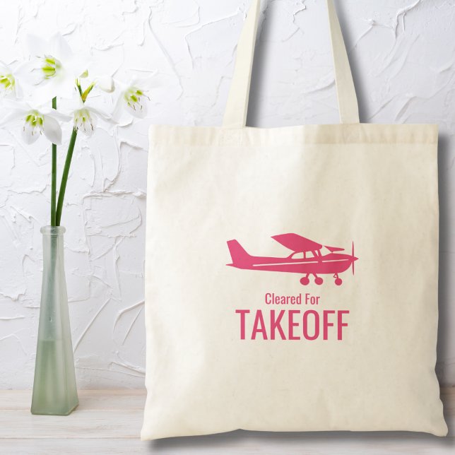 Lustiges rosa Cessna-Flugzeug für den Abflug freig Tragetasche (Von Creator hochgeladen)