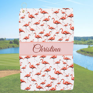 Lustiges rosa Flamingo Golfhandtuch mit individuel