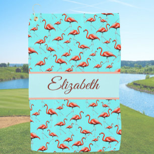 Lustiges rosa und aquafarbenes personalisiertes Mo Golfhandtuch